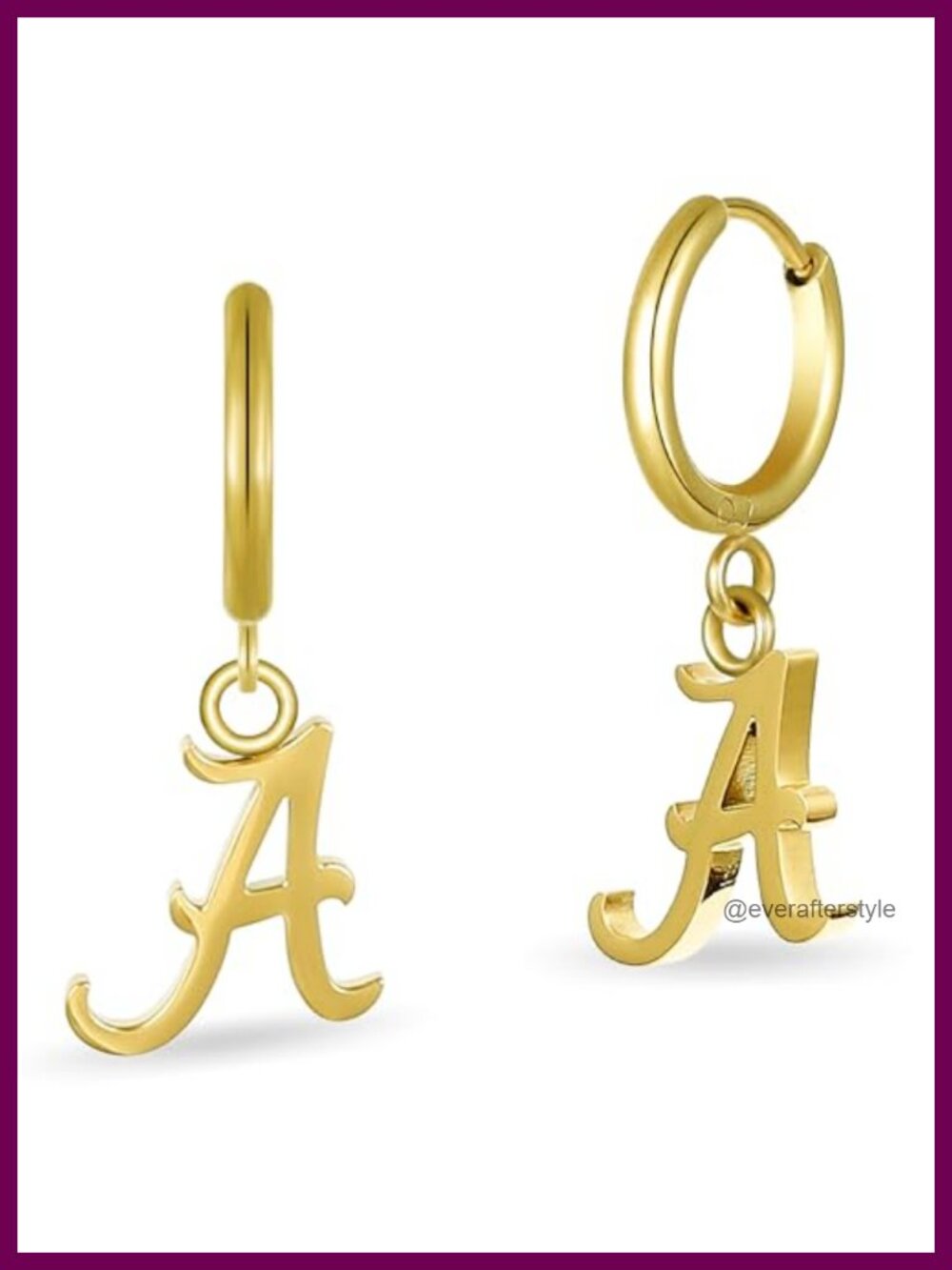Stainless Steel Alabama Crimson Tide Hoop Earrings, Hypoallergenic Women's Gift